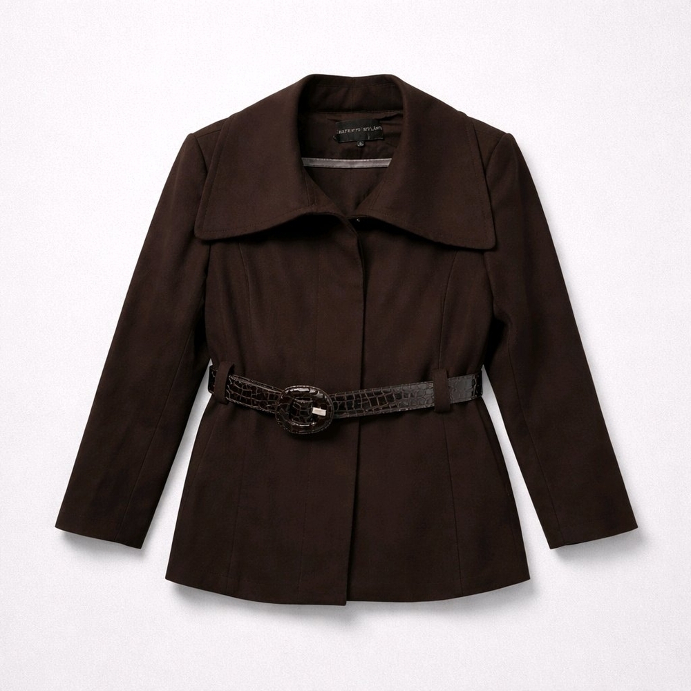 Antonio Melani, Chocolate Brown, Wool Short Dress Coat Jacket with belt.